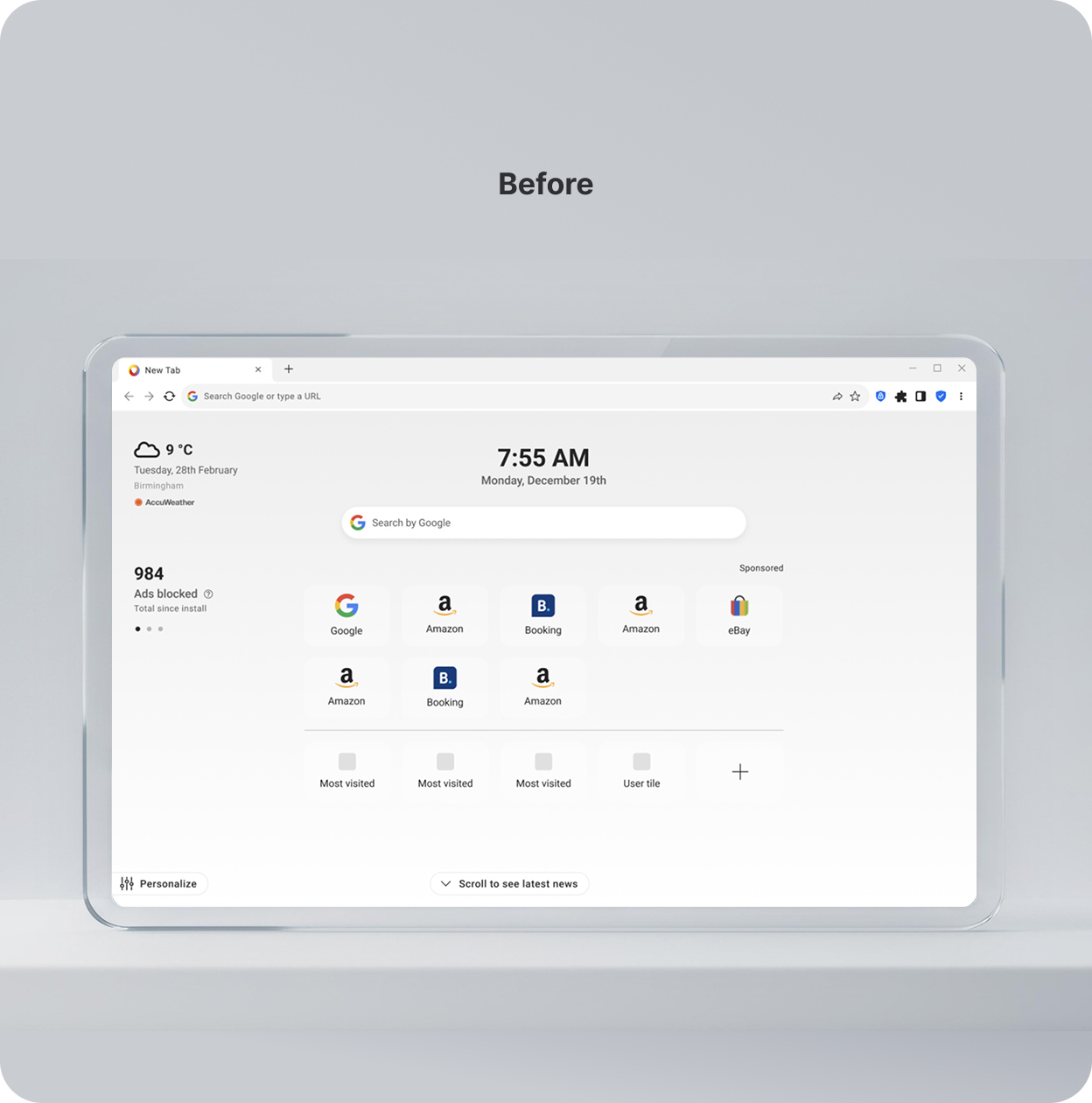 Before - New Tab page